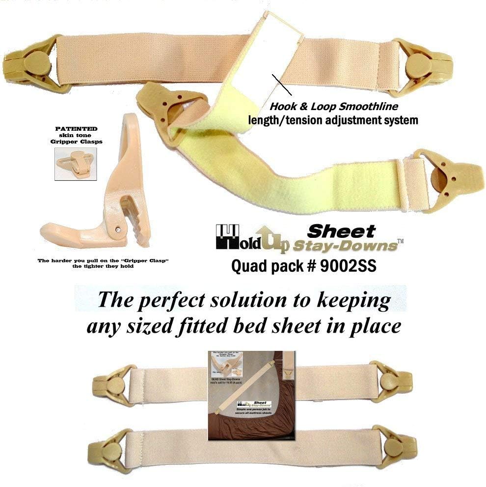 Holdup Suspender Company Bed Sheet Stay-Downs with Patented Gripper Clasps