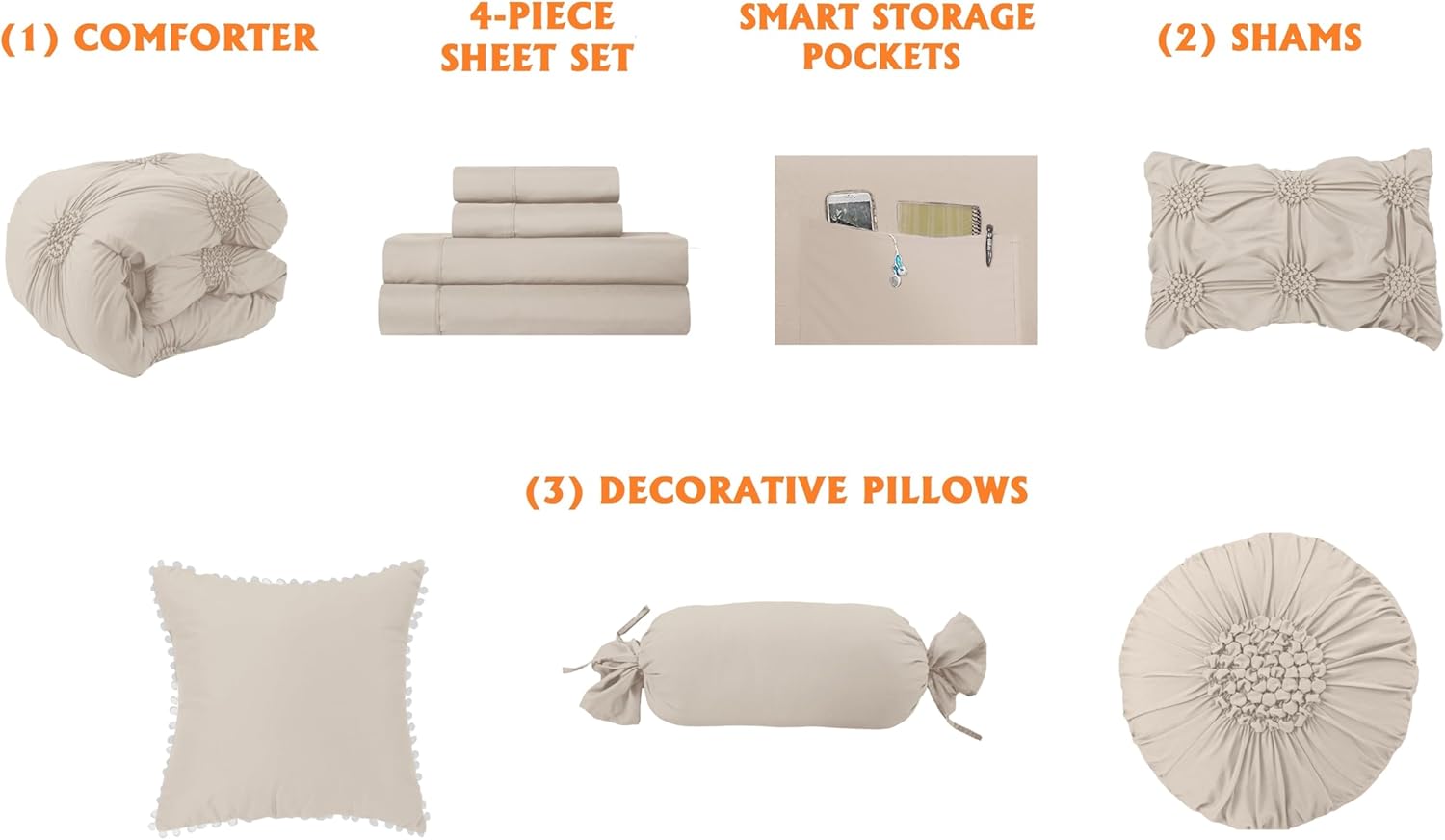 Elegant Comfort 10-Piece Sunflower Bed-in-a-Bag Set