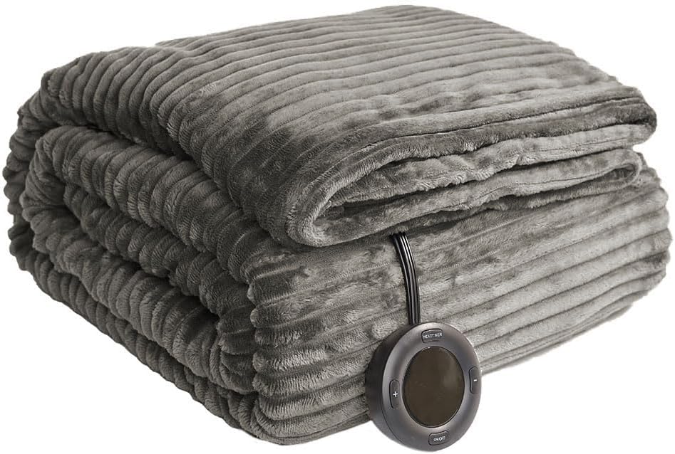 HOMISPRITE Heated Blanket Twin Size 62x84 Grey