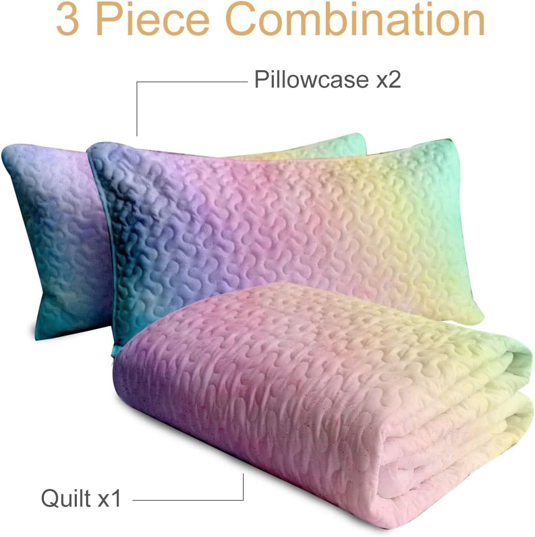 BlessLiving Abstract Tie Dye Quilt Set 3 Piece King Size