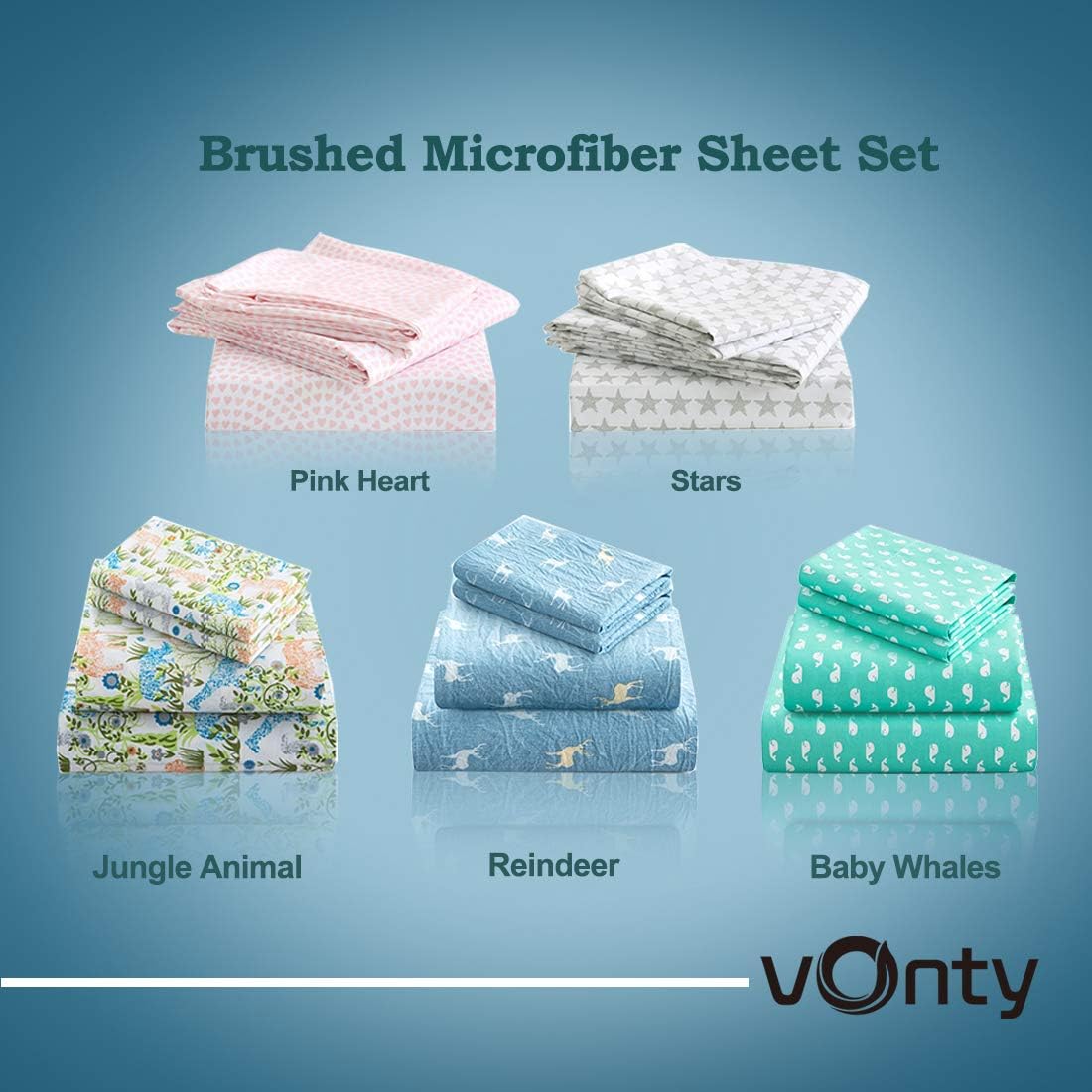Vonty Kids Full Pink Heart Printed Sheet Set 1