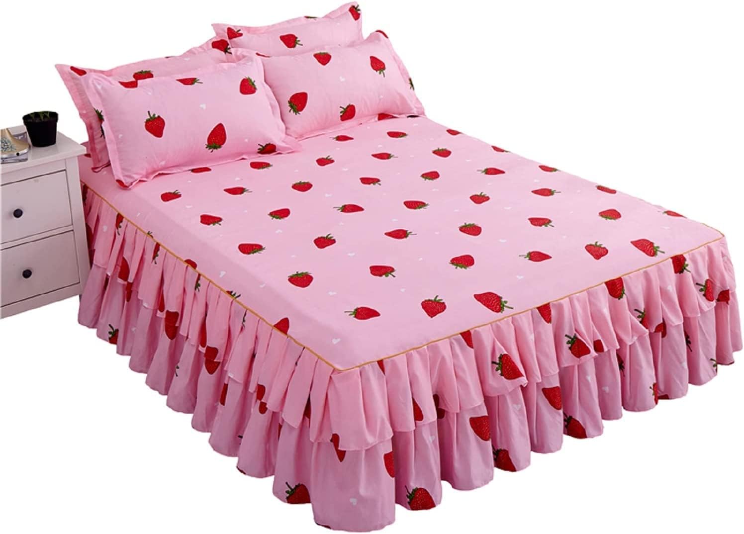 Feelyou Cute Strawberry Bed Sheet Set for Girls