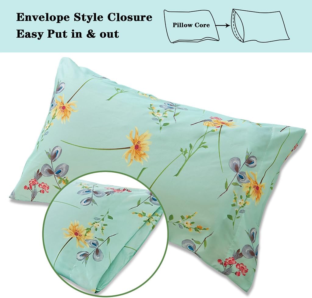 JSD Green Paisley Print Twin Sheet Set 3 Piece