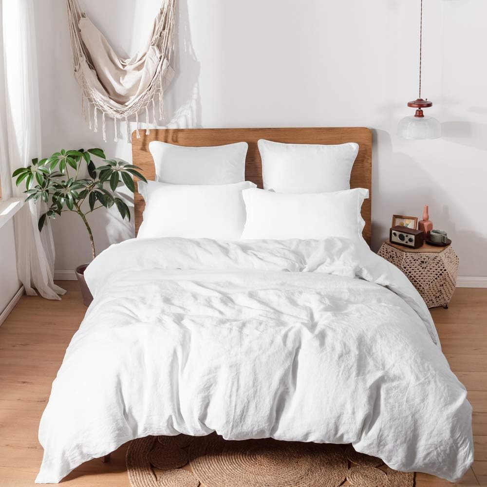 SimpleOpulence 100 Linen Duvet Cover Set 3 Piece King Size