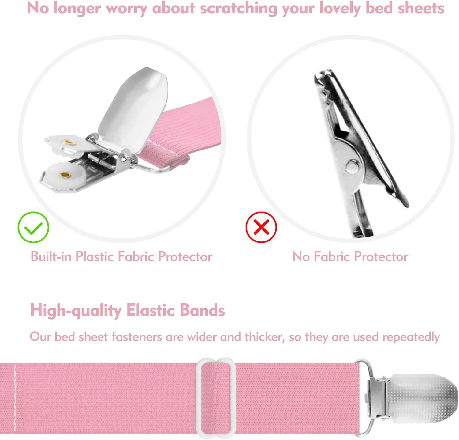 Eiruseed Sheet Holder Straps 42 Pcs Pink