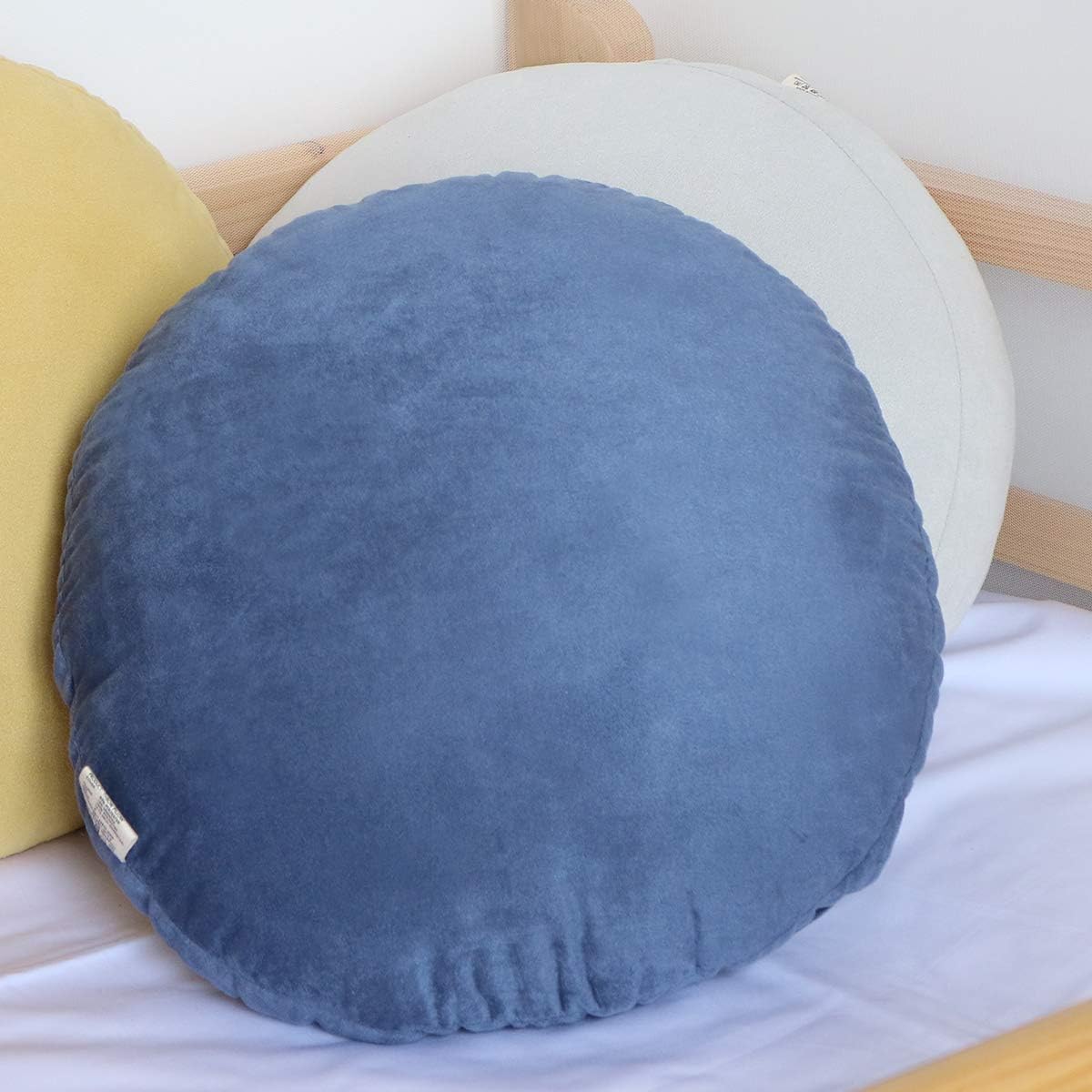 Hodeco Round Throw Pillow 18x18 Navy Blue