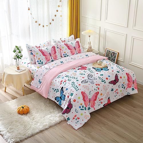 Girls Butterfly Comforter Set 7 Piece Full Size