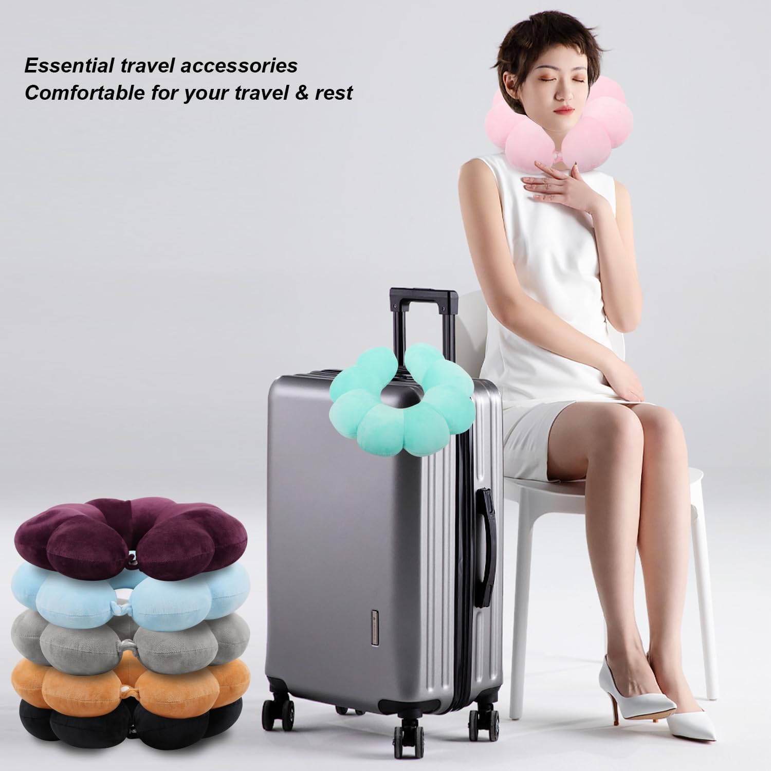 Flower Neck Pillow for Traveling with 360 Support