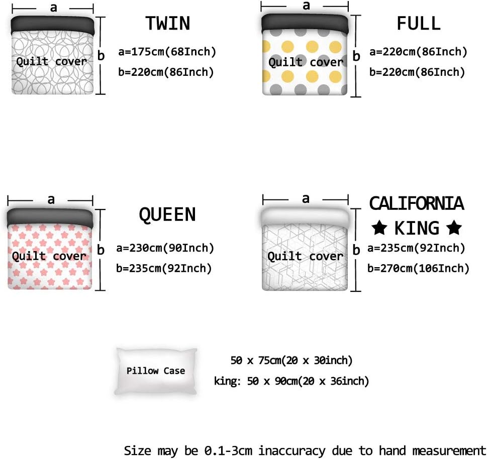 3 Piece Queen Size Bedding Set with Zipper Closure