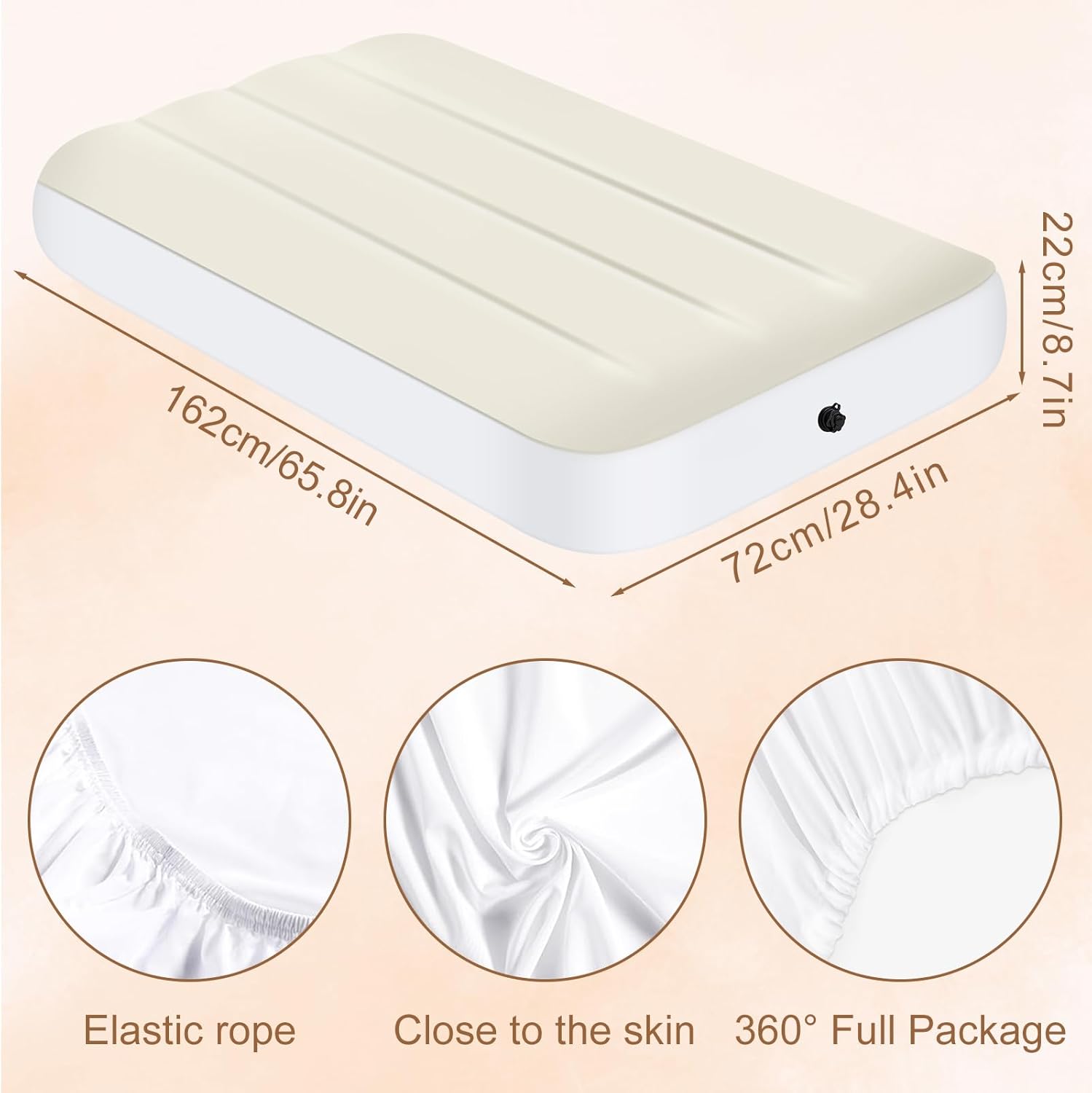 PLULON Kids Air Mattress with White Fitted Sheets