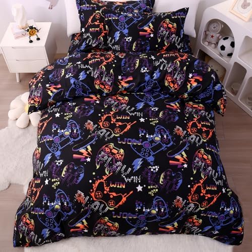 JSD Black Gamer Kids Duvet Cover Set Twin Size
