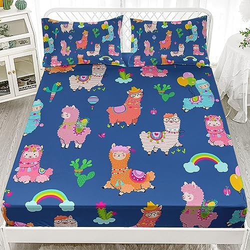 HOSIMA Kids Llama Fitted Sheet 15 Inch