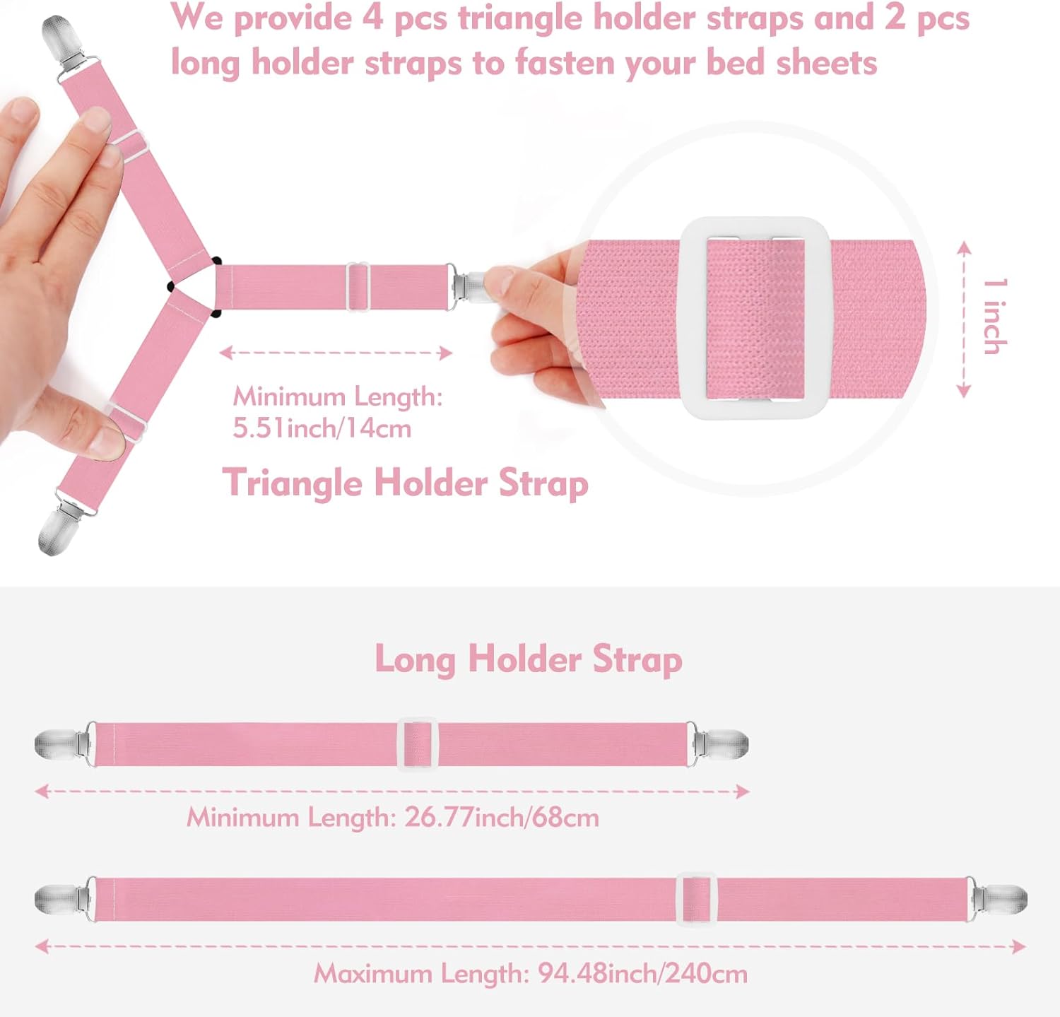 Eiruseed Sheet Holder Straps 42 Pcs Pink
