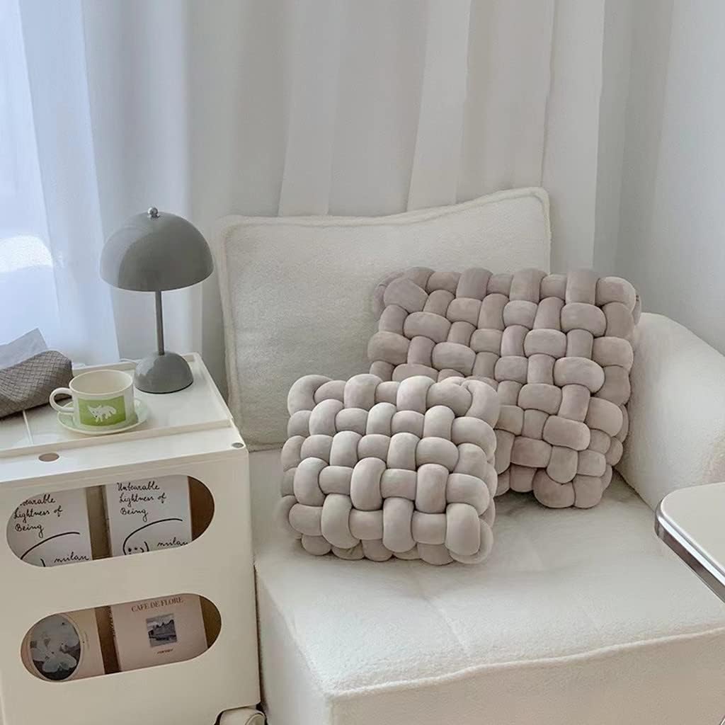 HYOATREA Soft Knot Pillow 12x13 Grey Throw Cushion