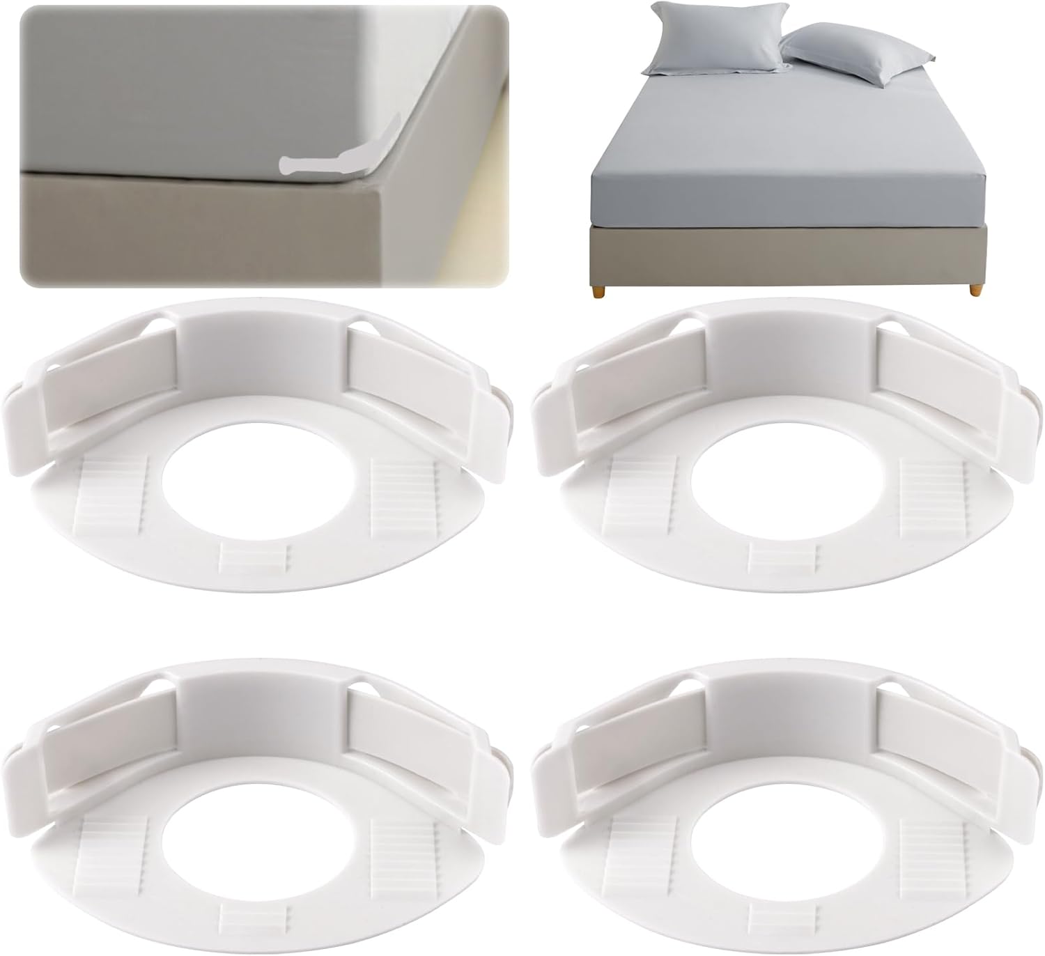 Antetek Lock Sheet Holders - White Bed Sheet Clips Corner Locks