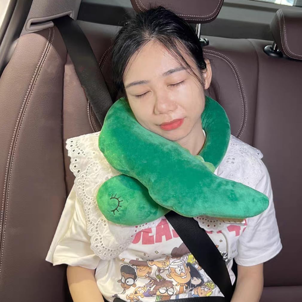 SIQITECHNO Plush Car Travel Pillow with Press to Sound