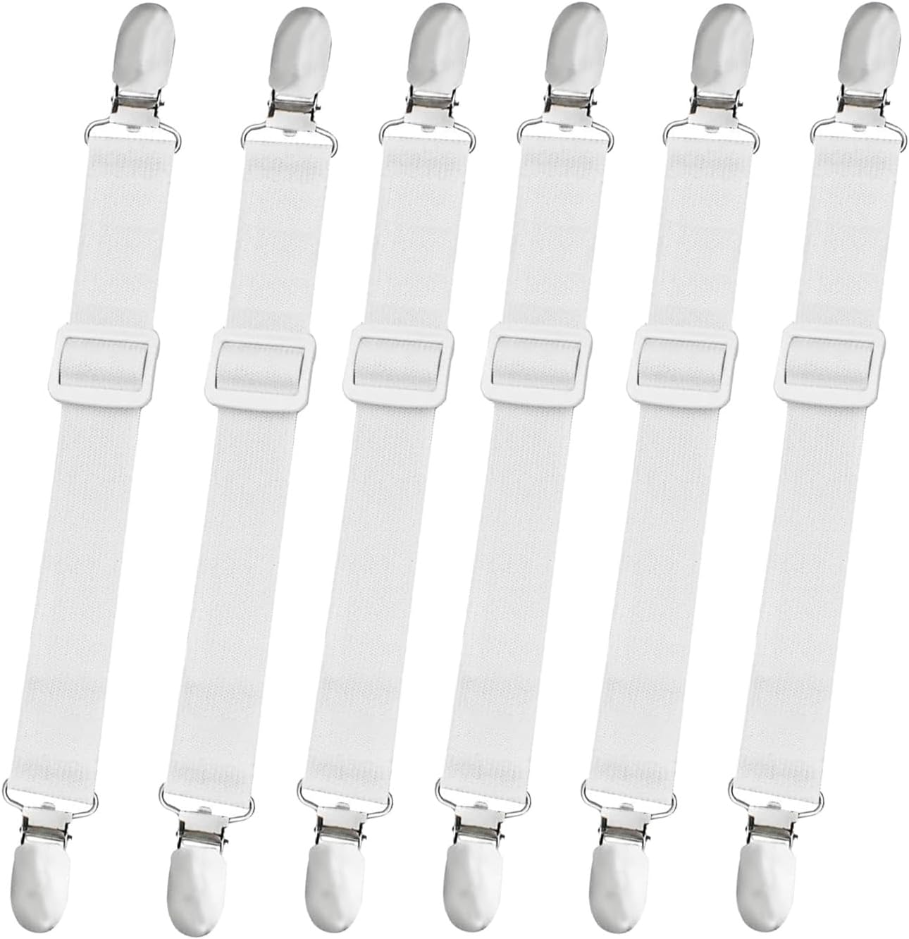10 pcs Adjustable Sheet Straps with Elastic Bands - White