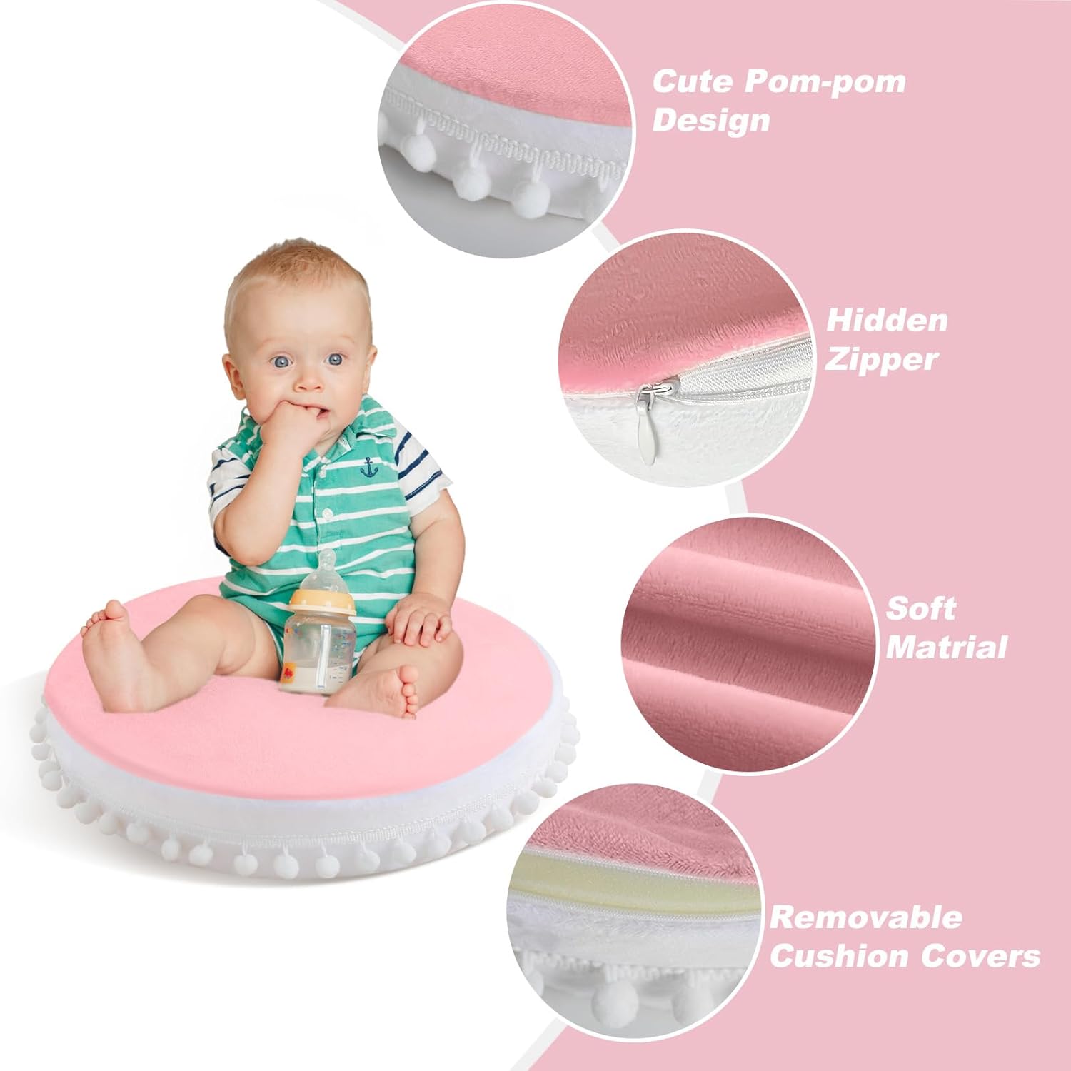 Kishome Round Floor Pillow Set of 4 for Kids