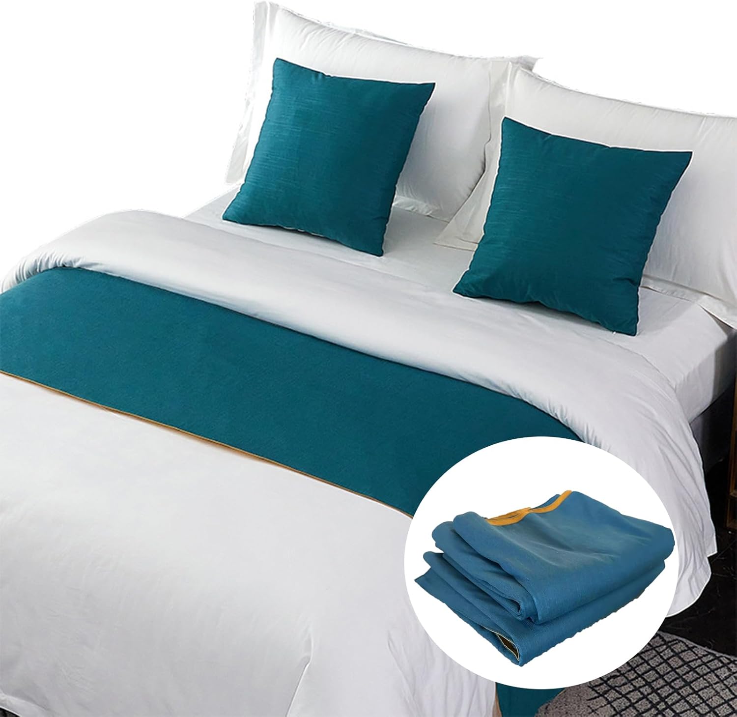 Tuqiugae 2 Piece Bed Runner Set for Home and Hotel Use