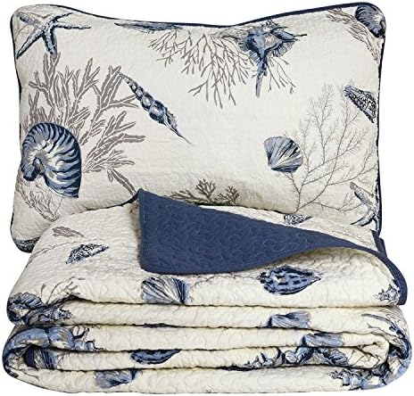 Brandream Queen Size Blue Ocean Quilt Set 3-Piece