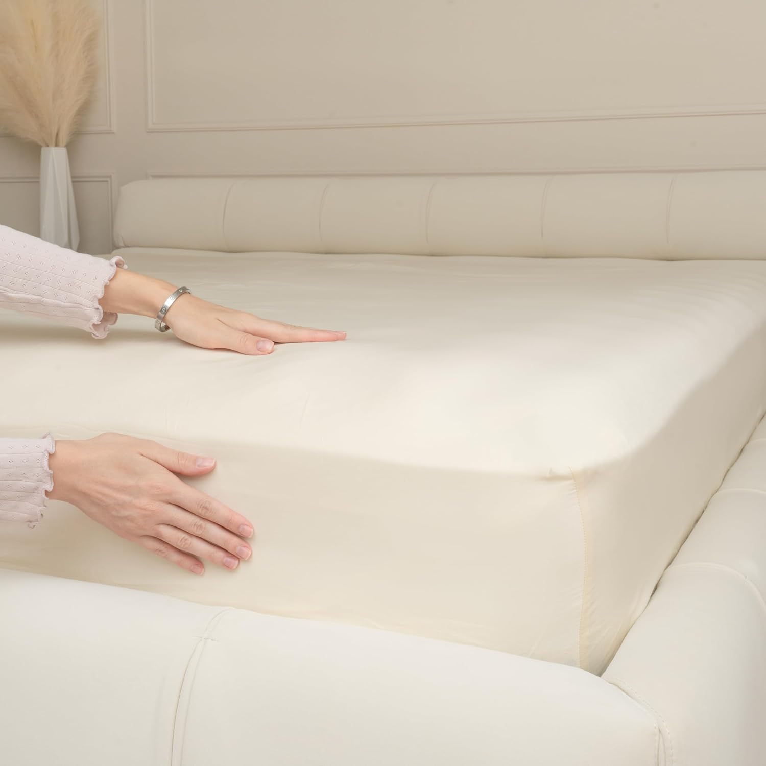 Organic Cotton King Fitted Sheet - Off White 1