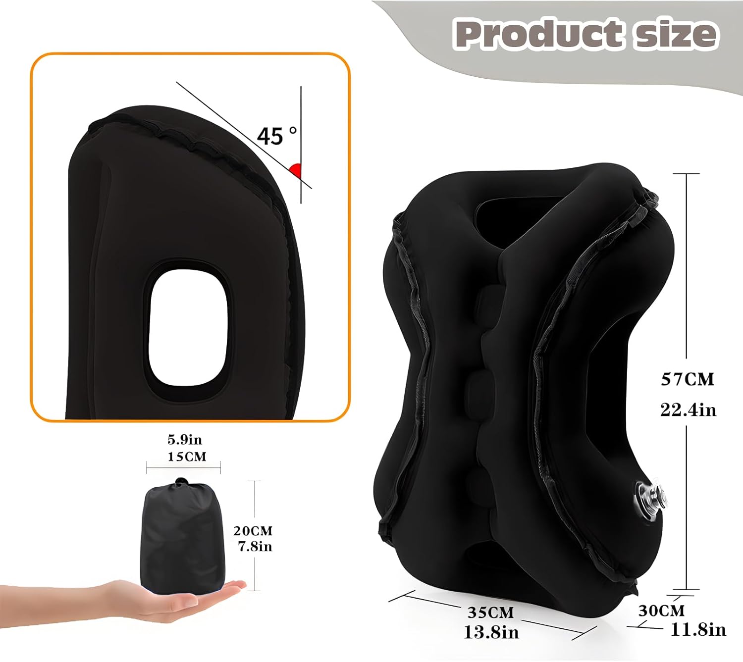 Inflatable Travel Pillow with Eye Mask and Earplugs