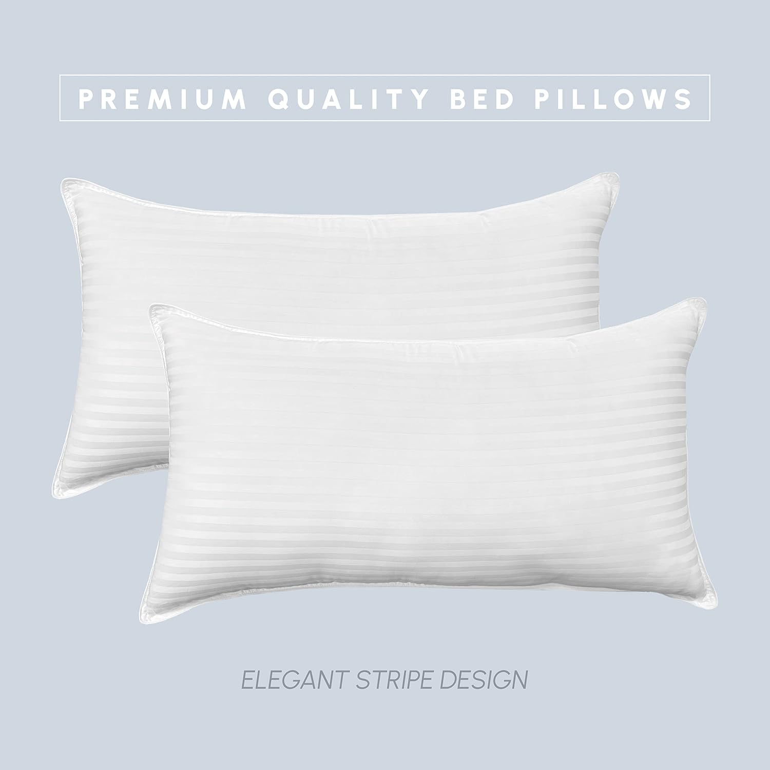 Elegant Comfort 100 Cotton Shell Stripe Hotel Pillows 2-Pack