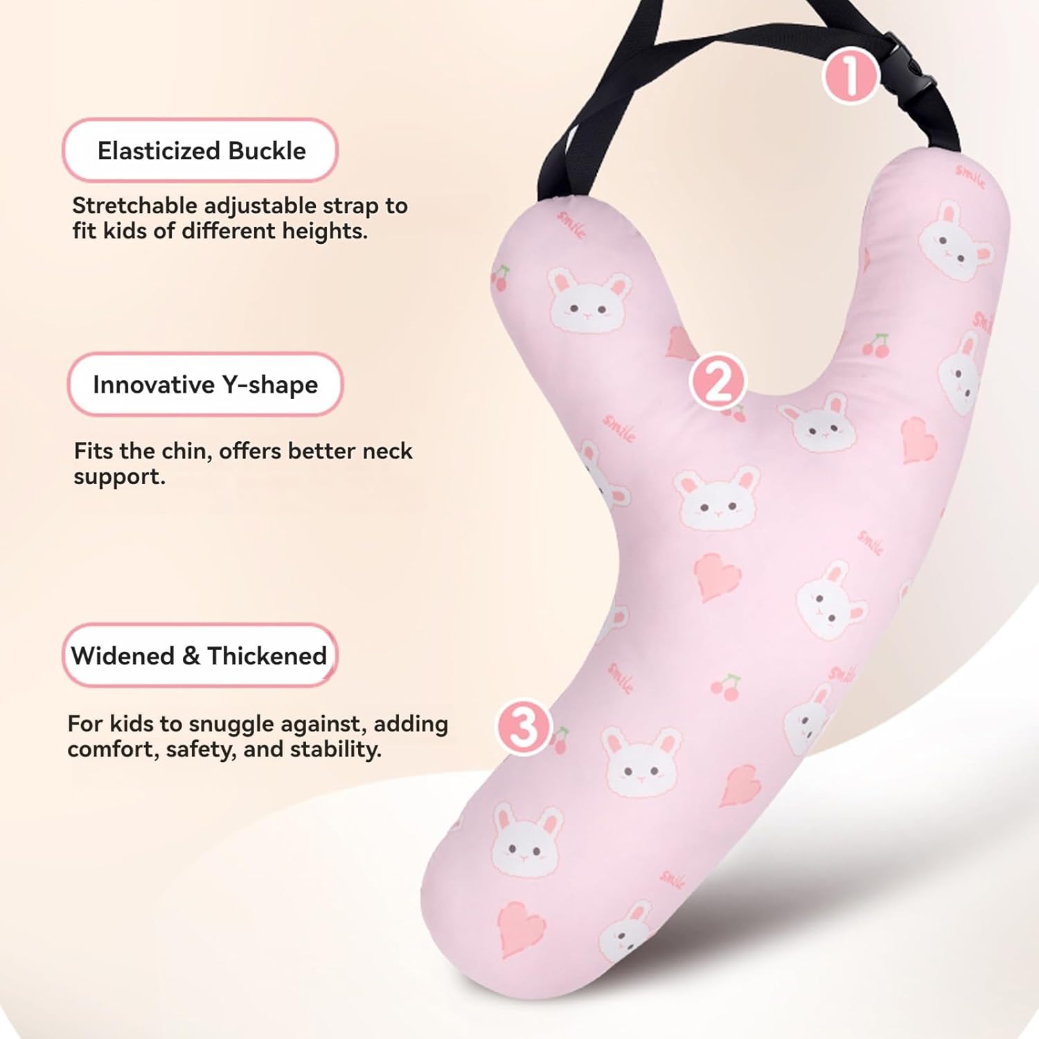 Y-Shape Car Headrest Pillow for Kids Bunny Design