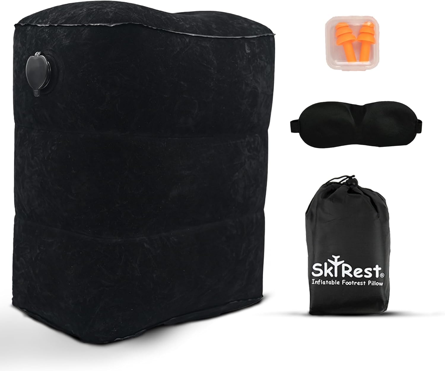 Skyrest Inflatable Travel Foot Rest Pillow - Black
