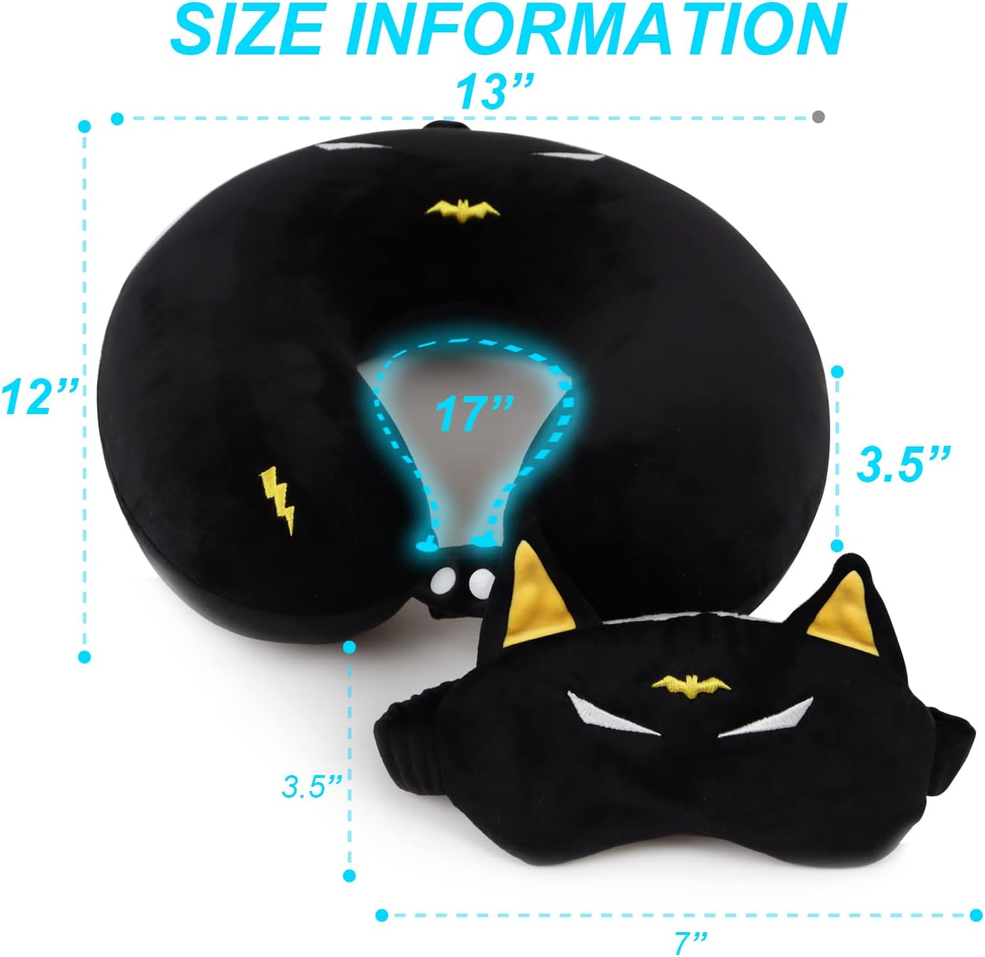 ETOILESEA Superhero Travel Pillow with Eye Mask 1