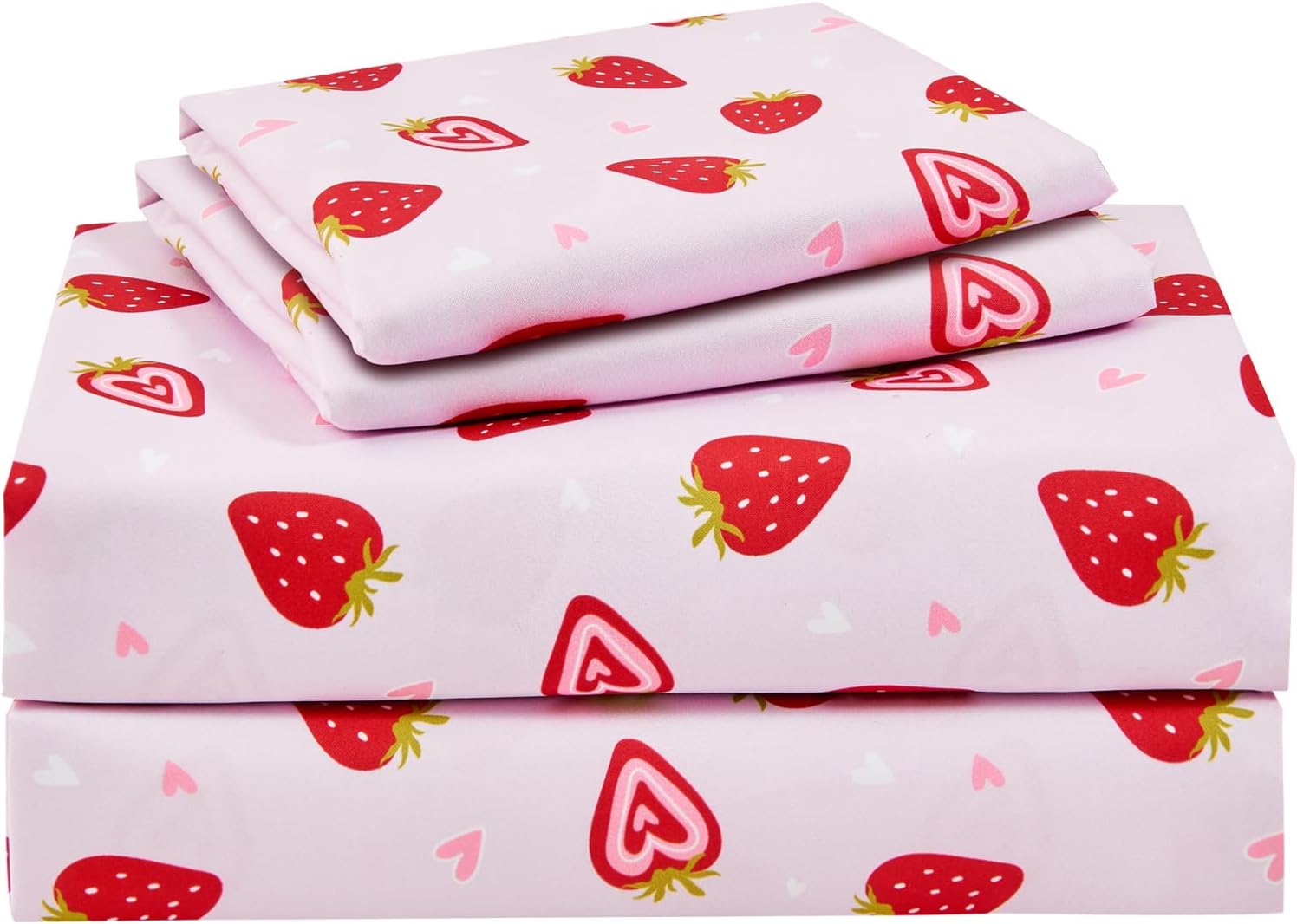Pink Strawberry Kids Sheet Set Twin 3 Pcs Microfiber