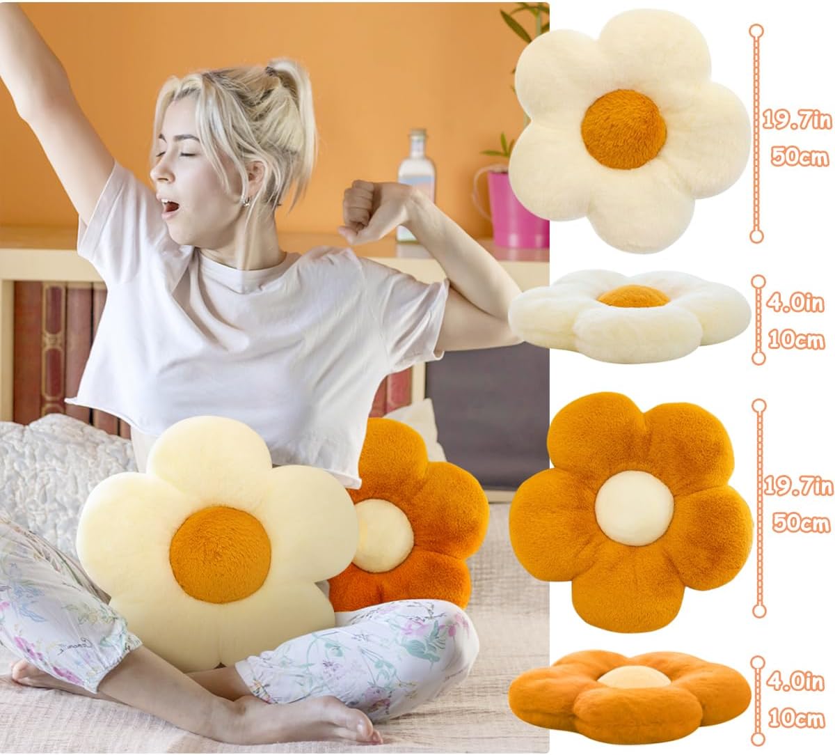 Triforde 197 Inch Daisy Flower Throw Pillow