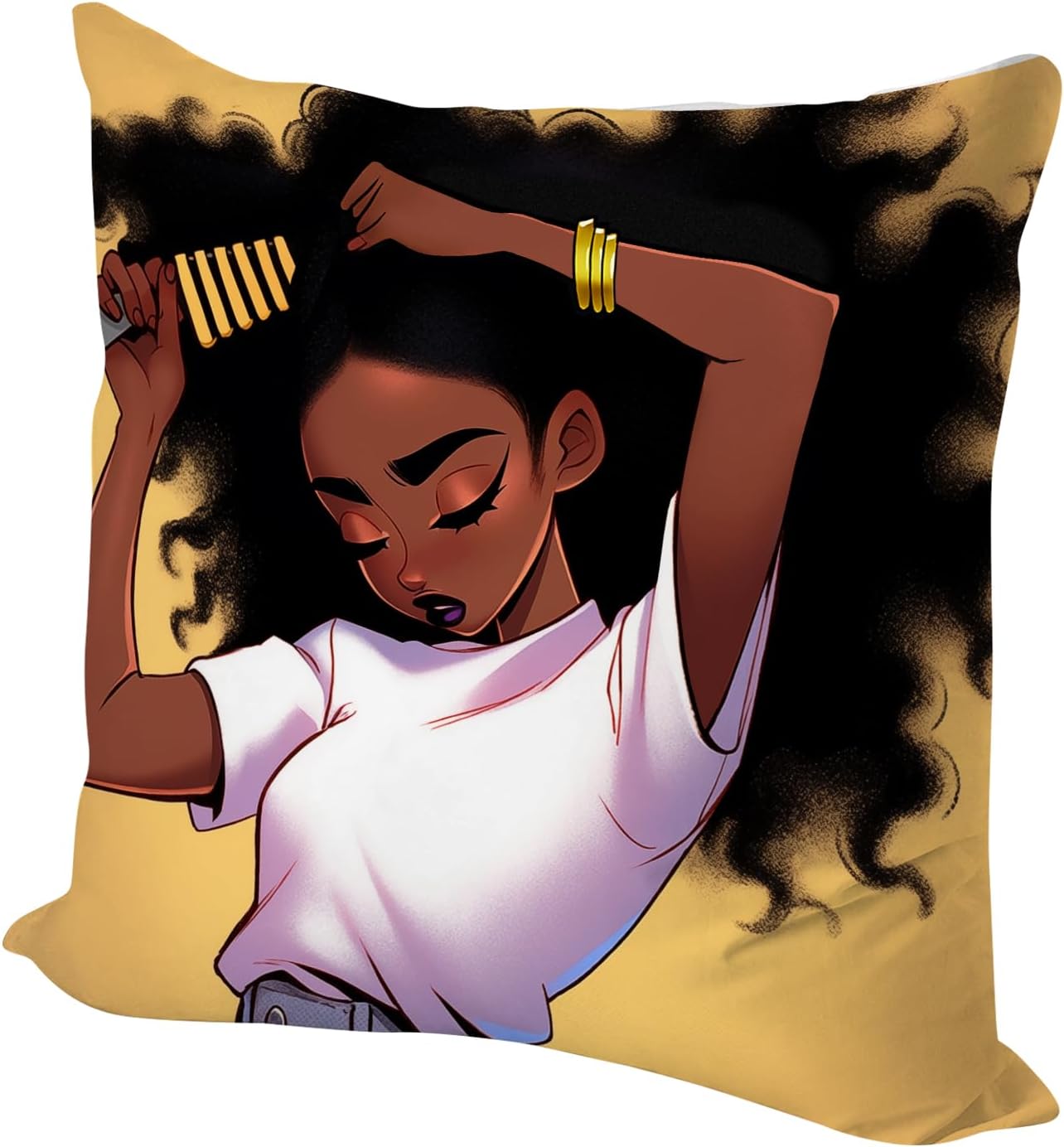 SARA NELL Black Girl Throw Pillow Cover 18x18 Inch