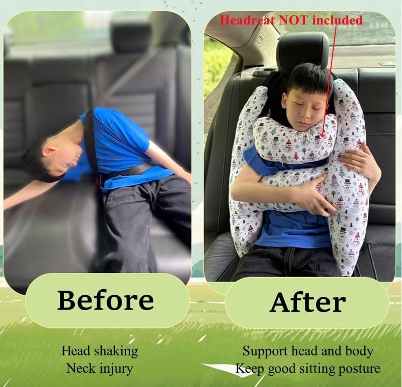 SIQITECHNO Car Travel Pillow with Cartoon Design