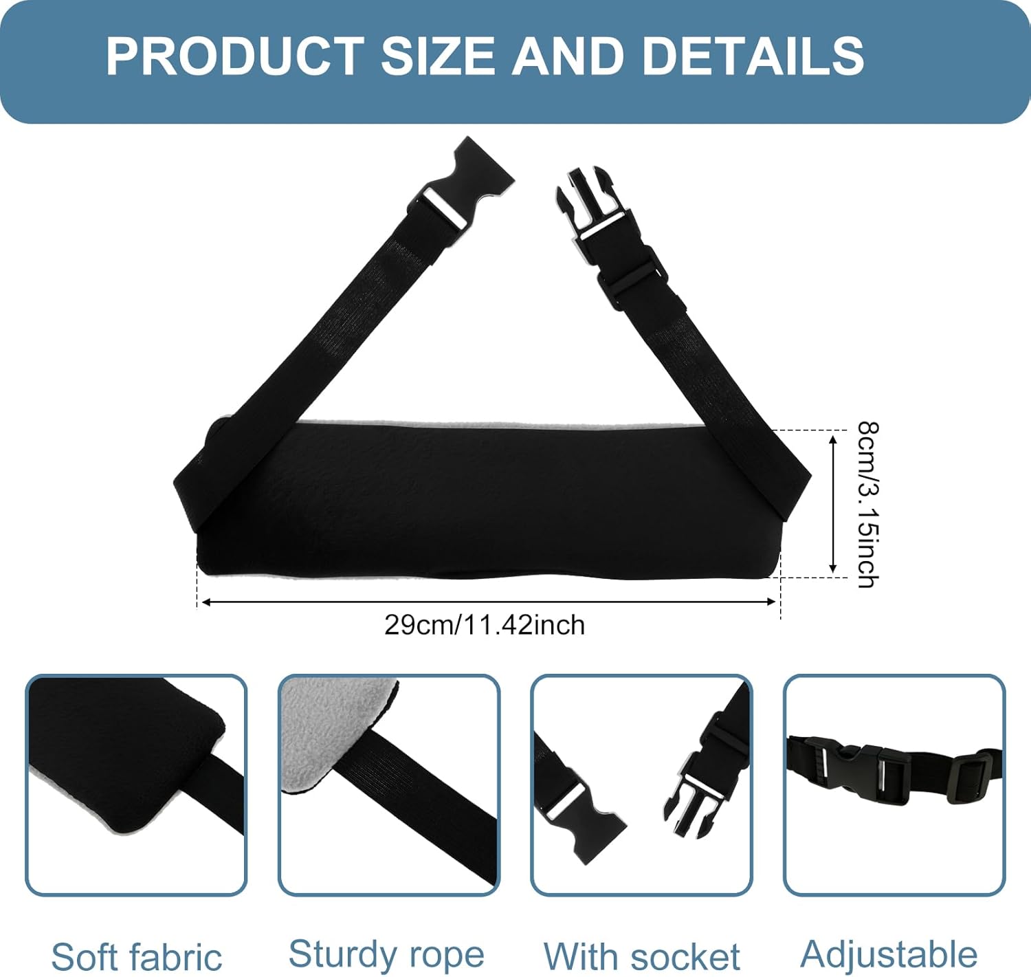 2PCS Travel Pillow Alternative with Adjustable Strap for Neck Support