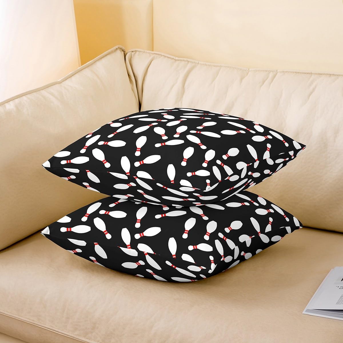 Jejeloiu 16x16 Bowling Pillow Covers Set of 2 Black