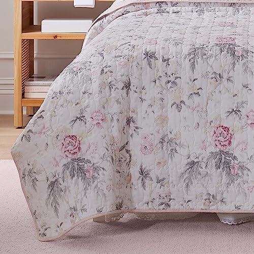 Laura Ashley Queen Quilt Set - Reversible Cotton with Shams