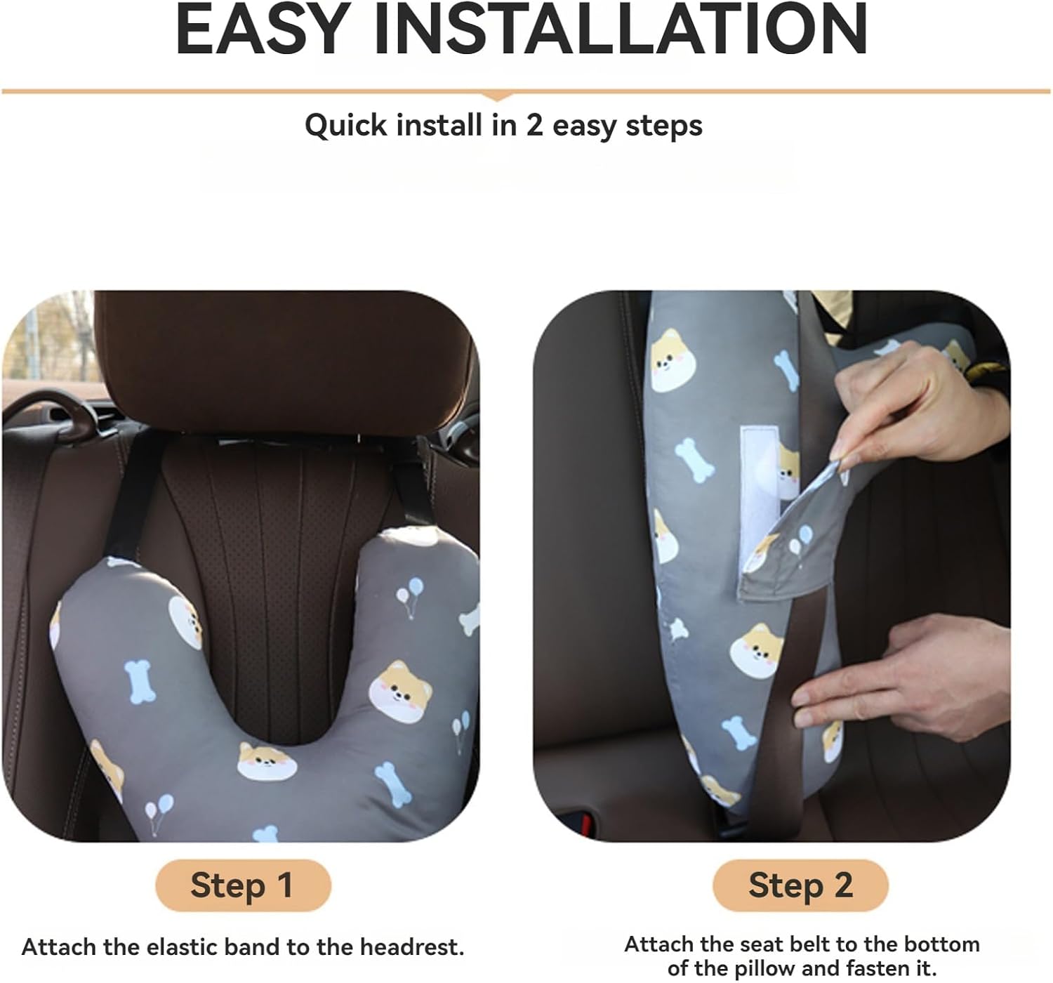 Y-Shape Car Headrest Pillow for Kids Bunny Design