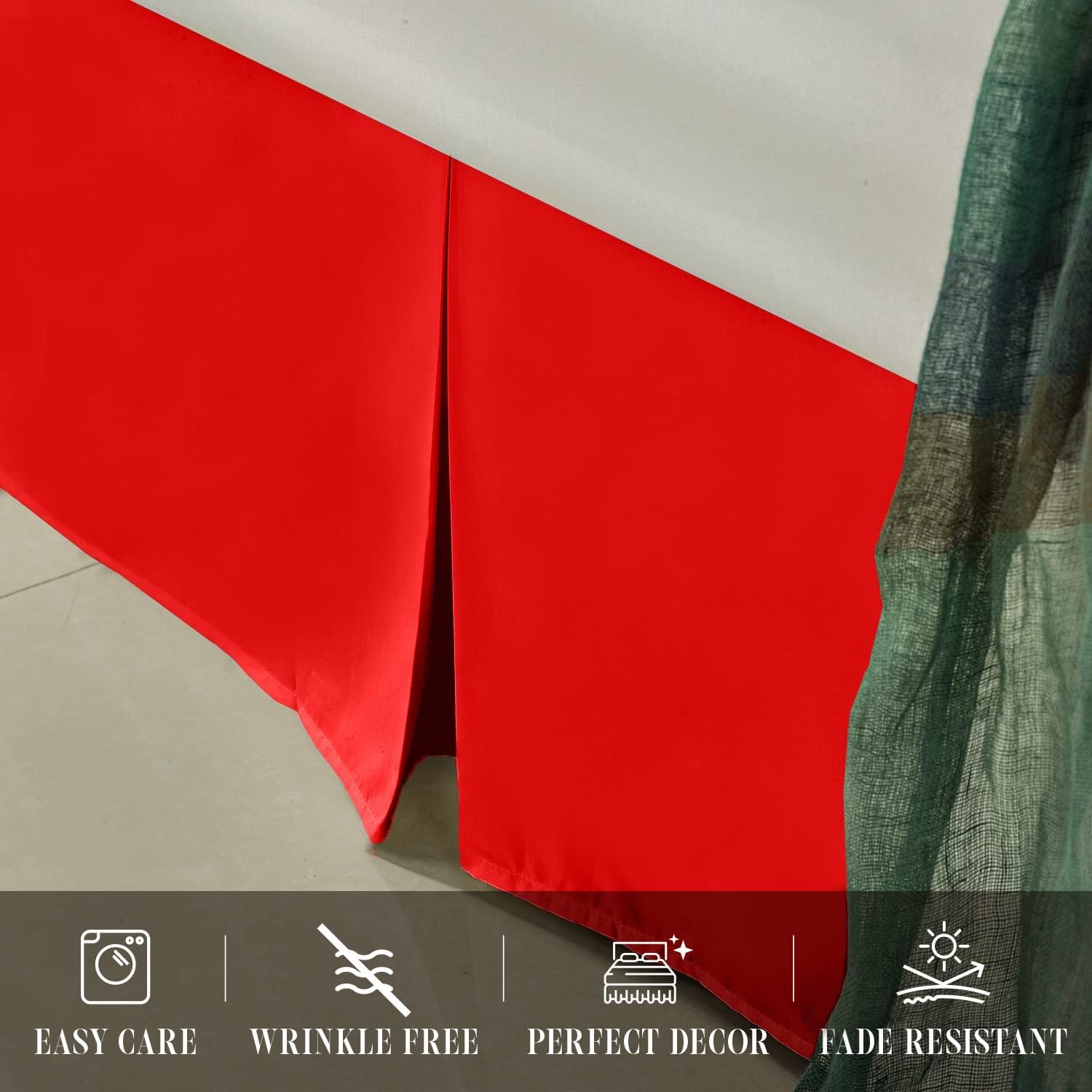 Elegant Comfort Queen Bed Skirt - 1500D Microfiber Valentine Red