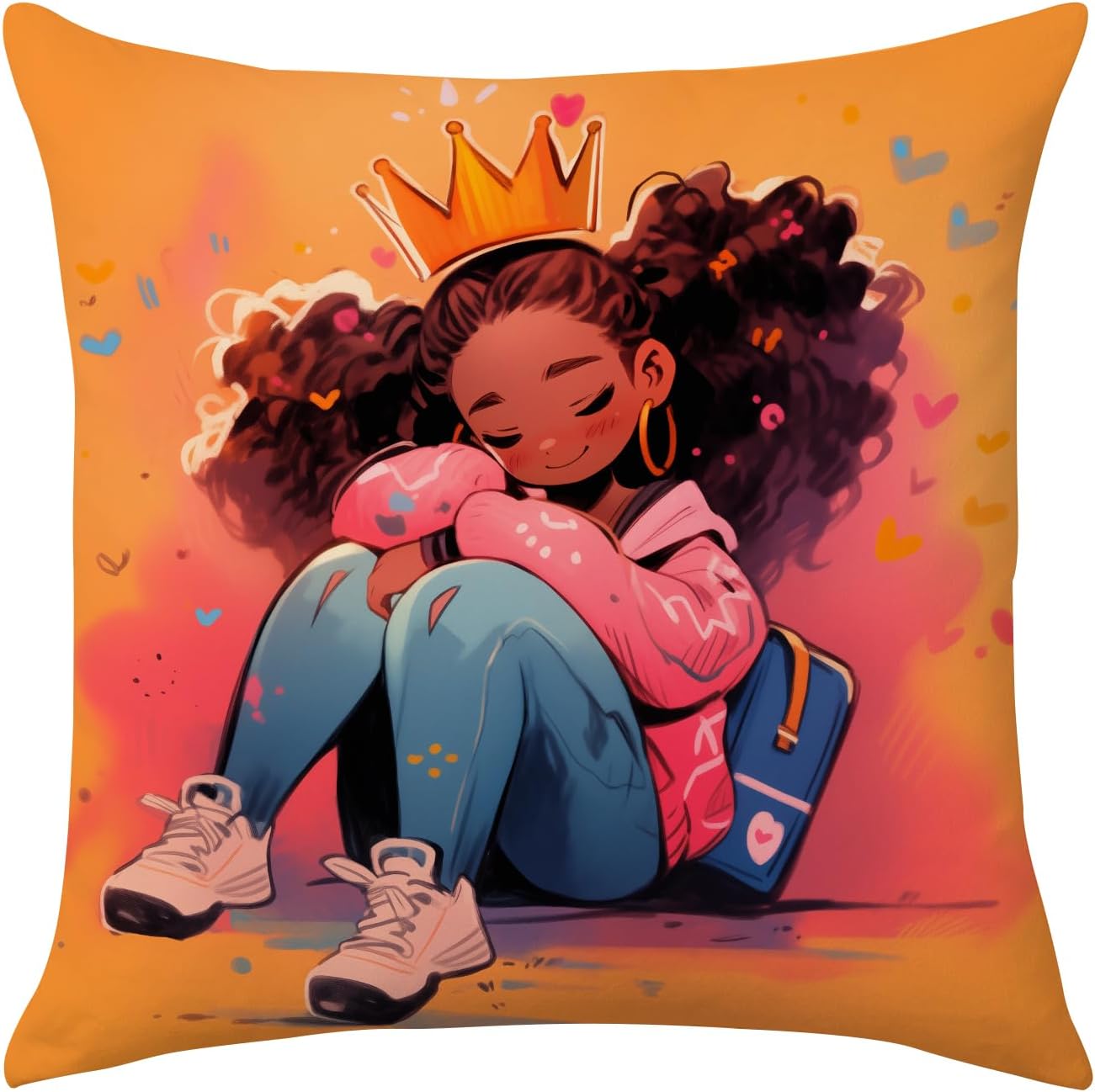 SARA NELL Black Princess Pillowcase 18x18 Inch