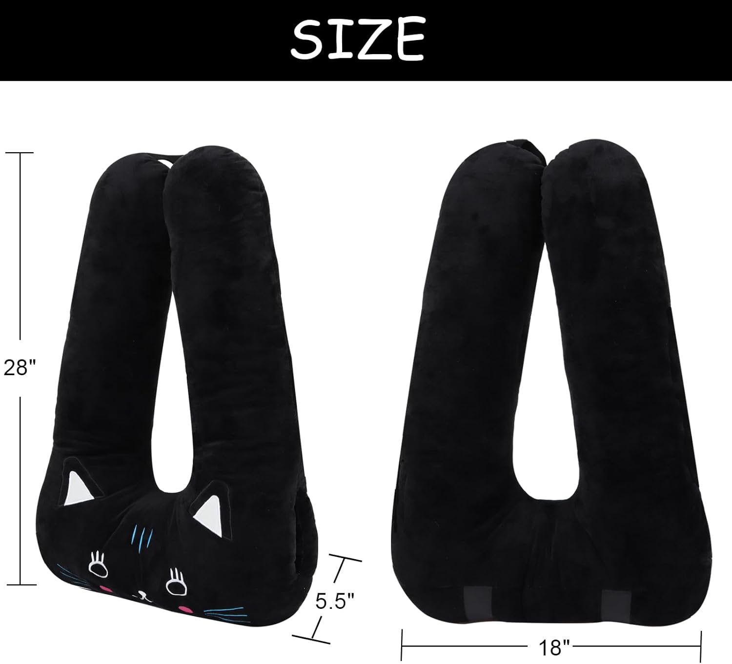 Kids Car Travel Pillow with Hand Muff and Black Cat Design