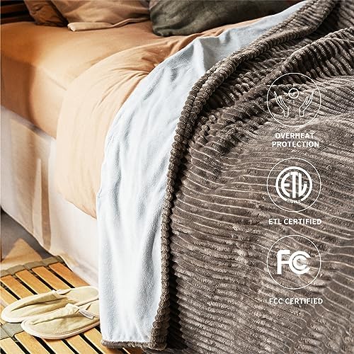 HOMISPRITE Heated Blanket Twin Size 62x84 Grey