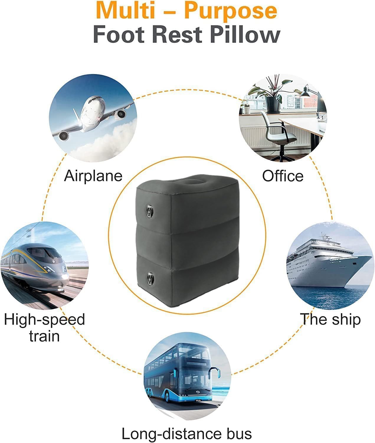 Travel Footrest Pillow with Pump for Kids and Adults