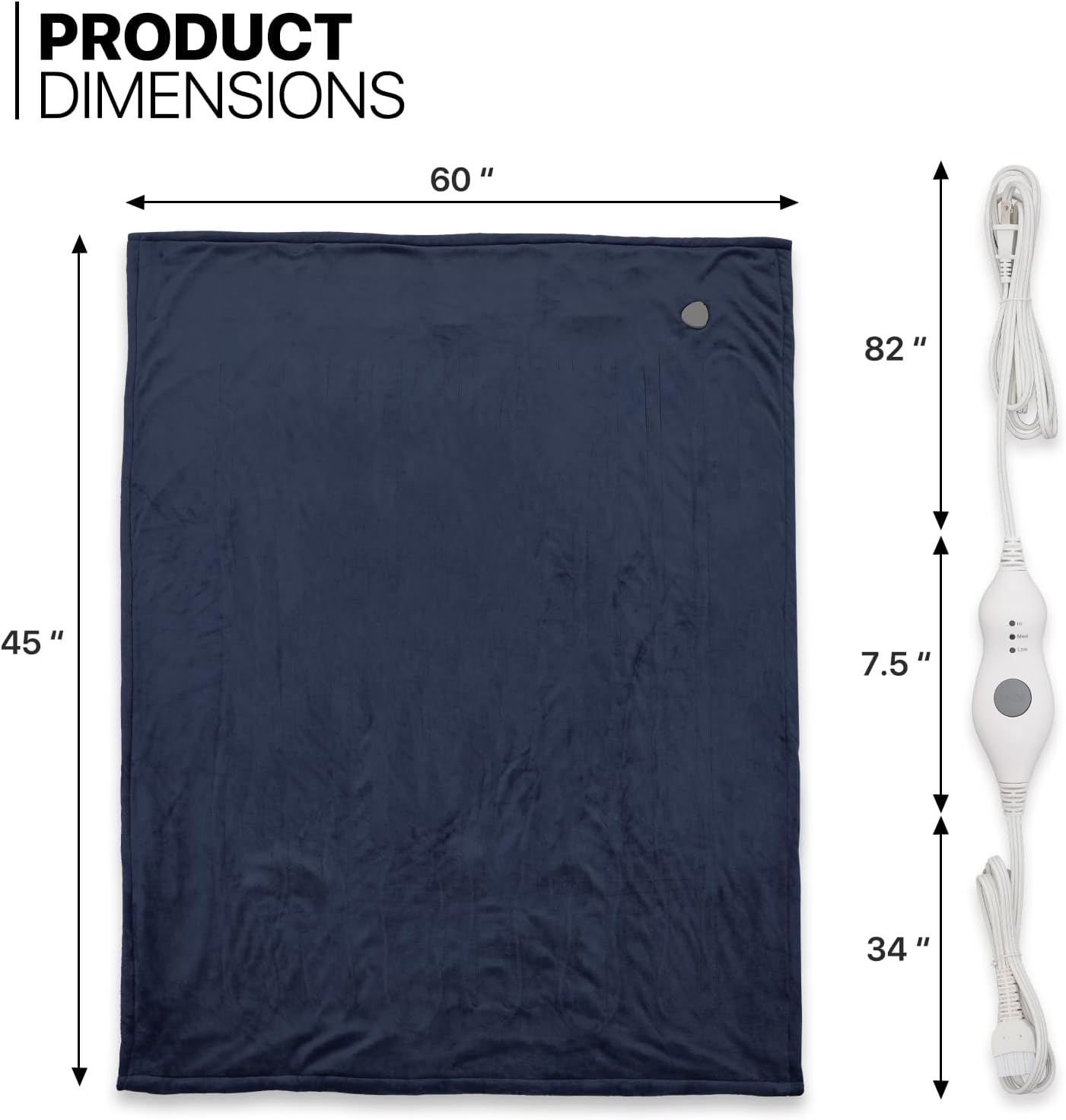 Mollie Soft Flannel Heated Throw Blanket Dark Blue