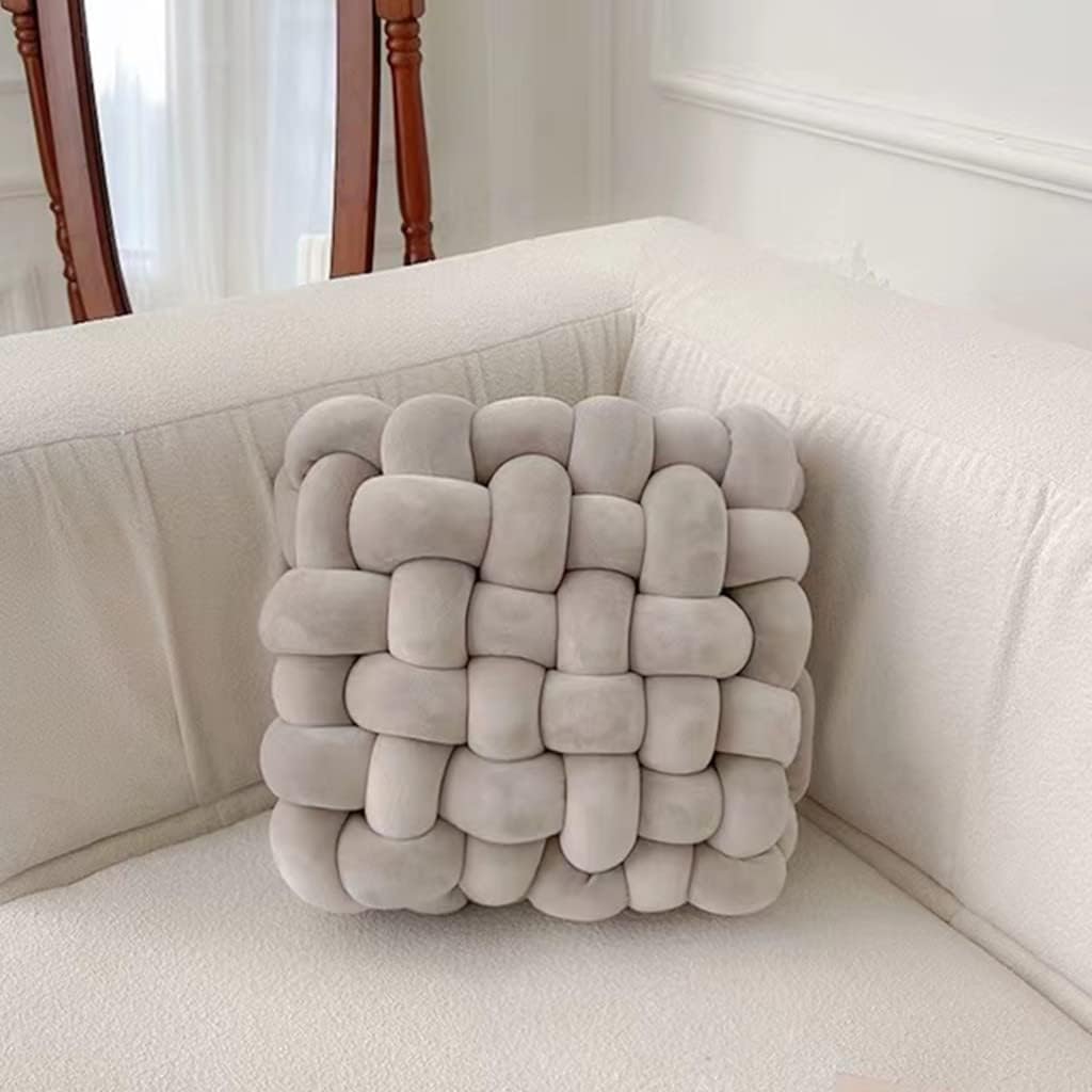 HYOATREA Soft Knot Pillow 12x13 Grey Throw Cushion