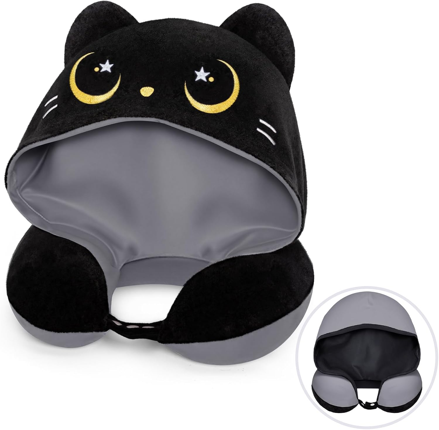 Mewaii Travel Neck Pillow with Hood and Memory Foam