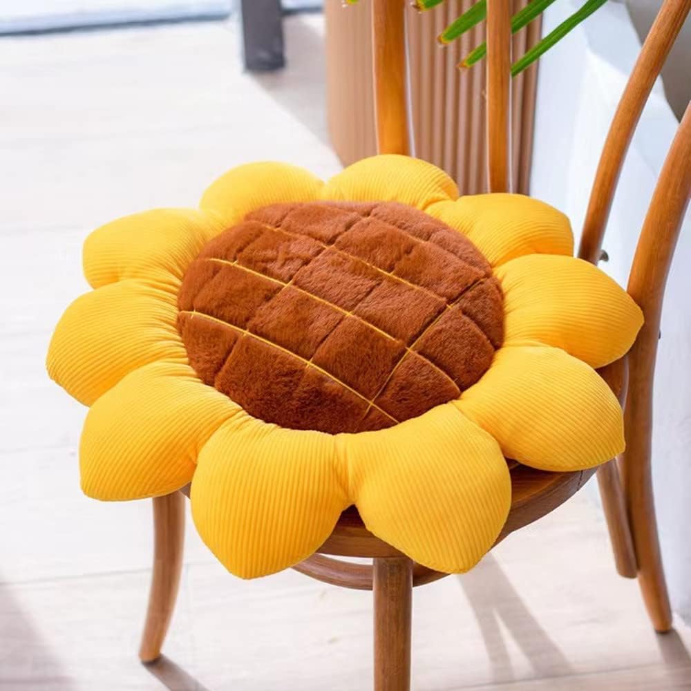 Yellow Sunflower Cushion Mat Reversible Decorative Pillow