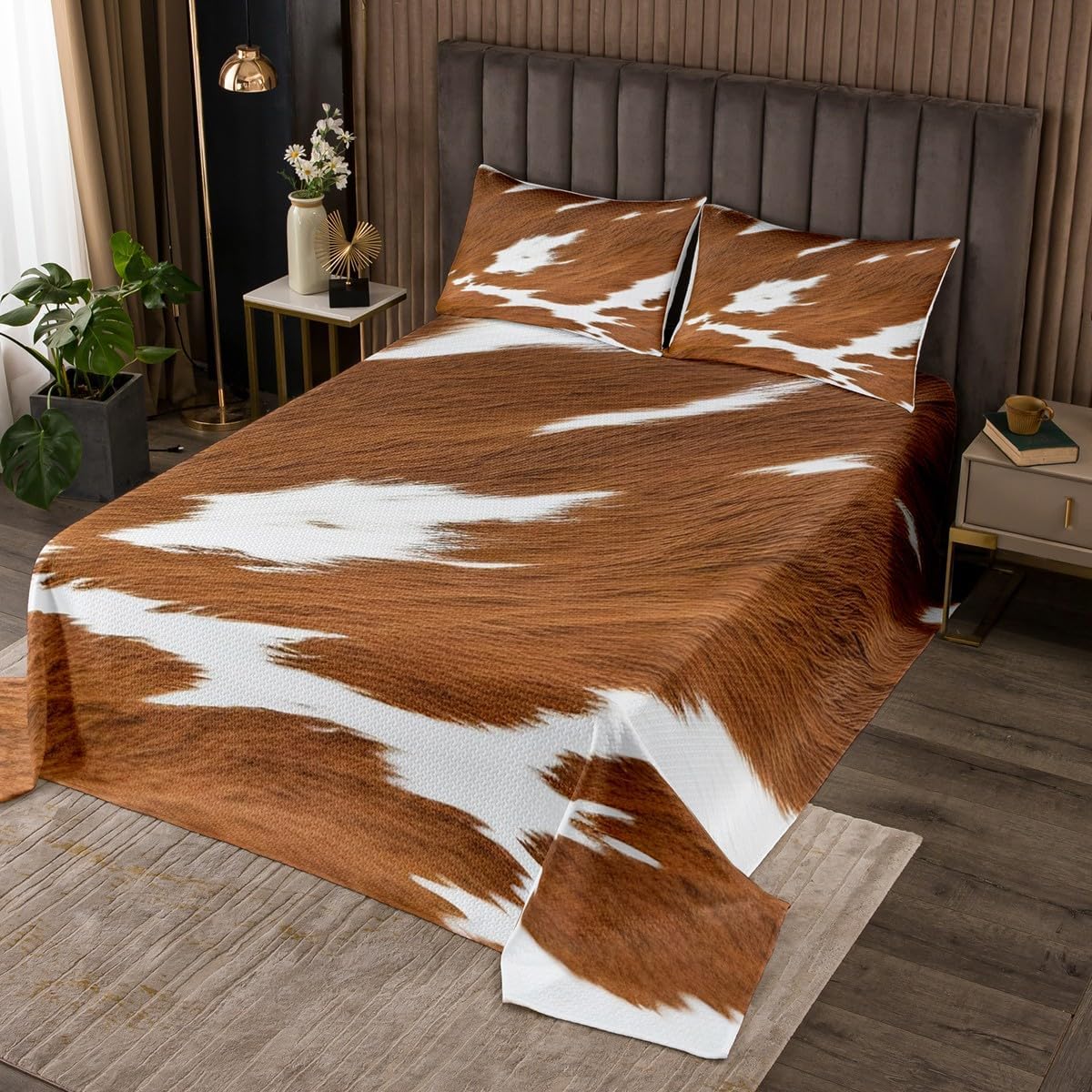 Feelyou Cow Fur Bedspread Set for Kids and Teens