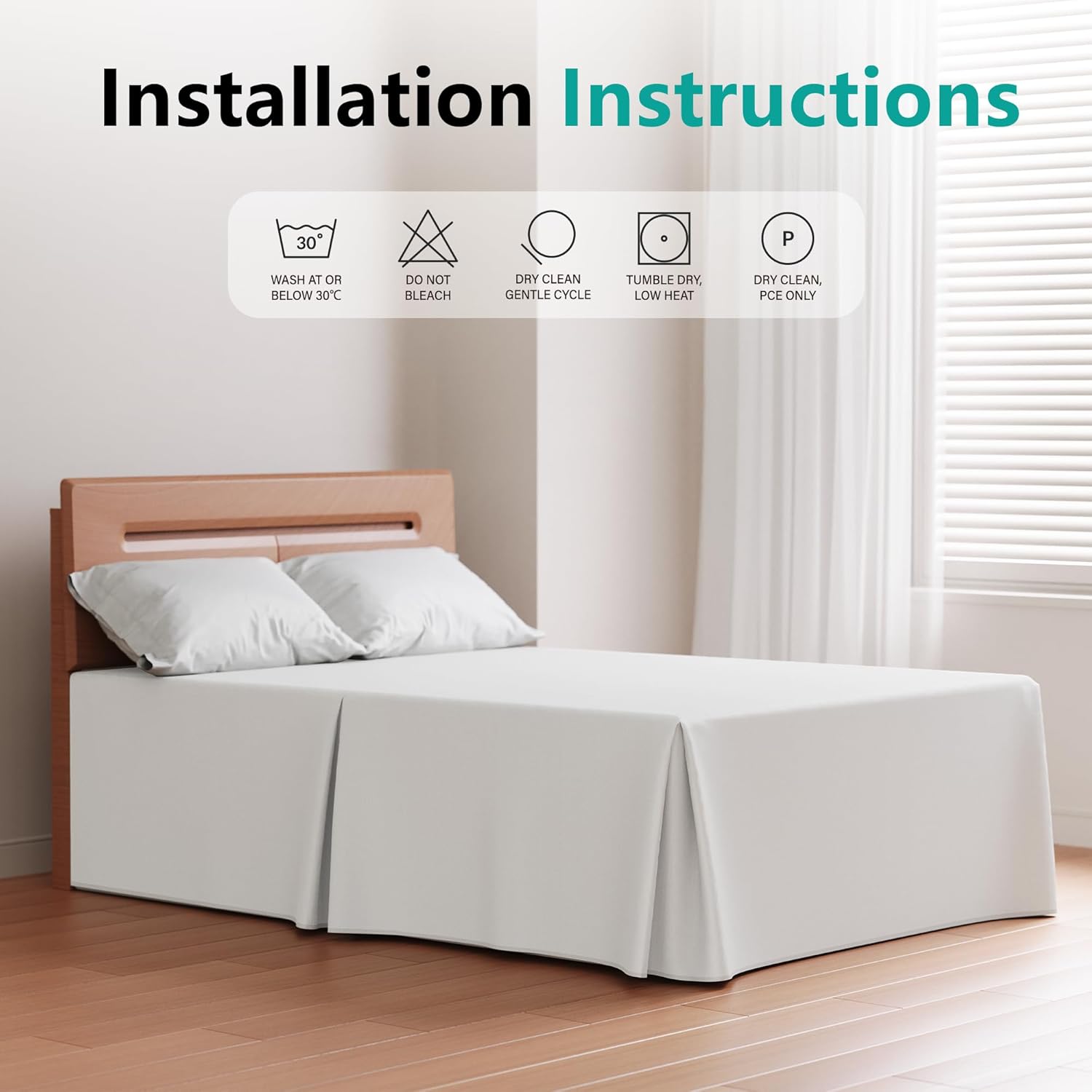 WVM Soft Quadruple Pleated Bed Skirt for Queen Bed