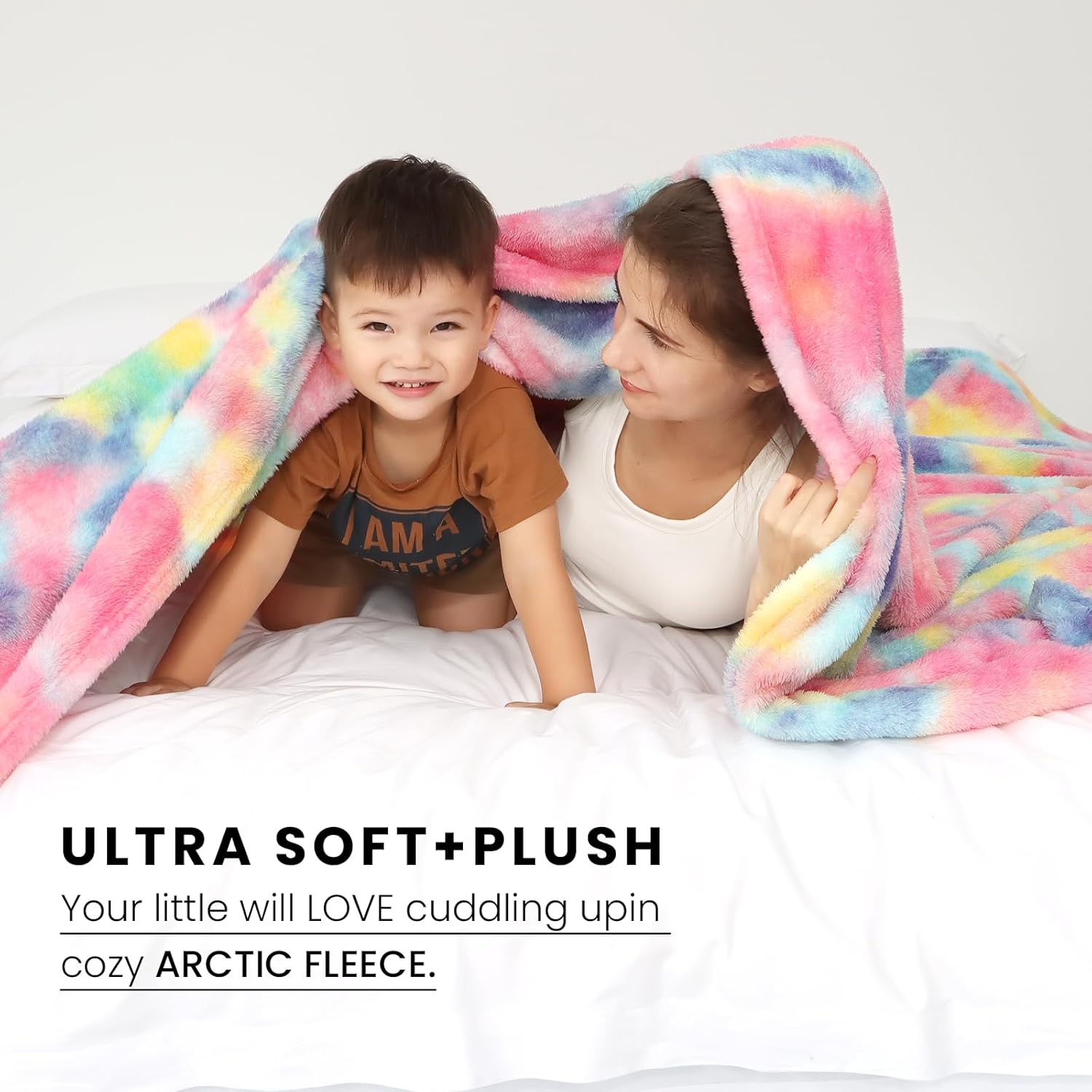 Obinsm Rainbow Fuzzy Throw Blanket for Couch and Bed